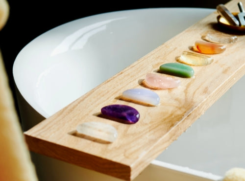 Orblink Chakra Placement Guide - 7 Healing Stones on Wood Board for Energy Alignment & Heart Center Balance