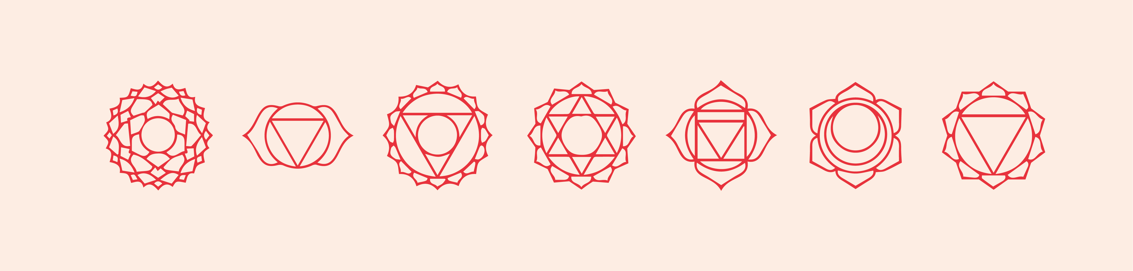 Orblink 7 Chakra Symbols - Geometric Red Icons for Energy Alignment & Meditation Guide