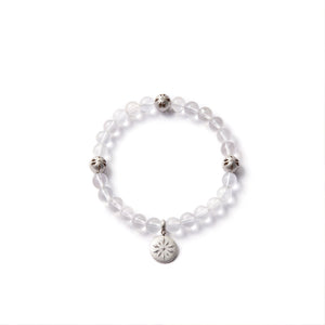Orblink Himalayan Quartz Beaded Bracelet - Premium Natural Stone with Silver Starburst Charm
