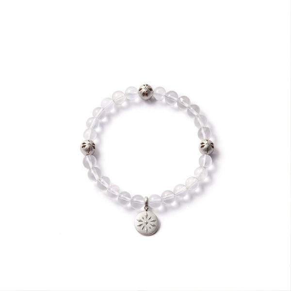 Orblink Himalayan Quartz Beaded Bracelet - Premium Natural Stone with Silver Starburst Charm