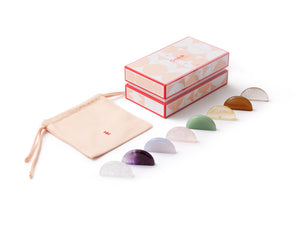 Orblink 7 Chakra Half-Moon Set - Complete Healing Crystal Collection with Gift Box & Pouch