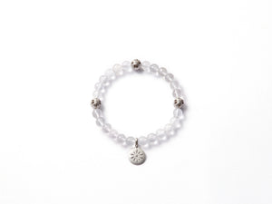 Orblink Himalayan Quartz Beaded Bracelet - Premium Natural Stone with Silver Starburst Charm