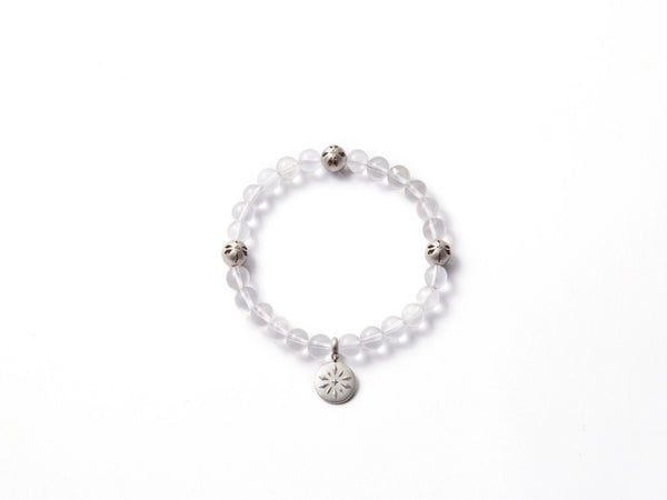 Orblink Himalayan Quartz Beaded Bracelet - Premium Natural Stone with Silver Starburst Charm