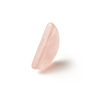 Orblink Rose Quartz Detail - Polished Pink Crystal with Engraved Logo for Upper Heart Chakra