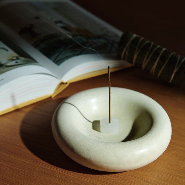 Orblink Ceramic Incense Holder - Burning Natural Stick with Open Book for Meditation & Focus