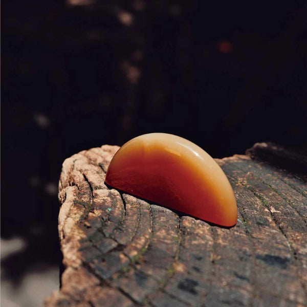 Orblink Natural Red Carnelian - Polished Healing Stone on Wood for Sacral Chakra Energy