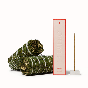 Orblink purification incense set—crystal healing with cedar