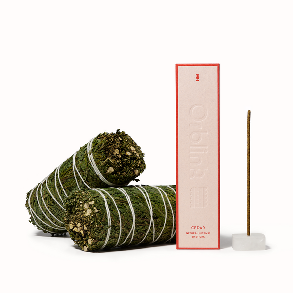 Orblink purification incense set—crystal healing with cedar